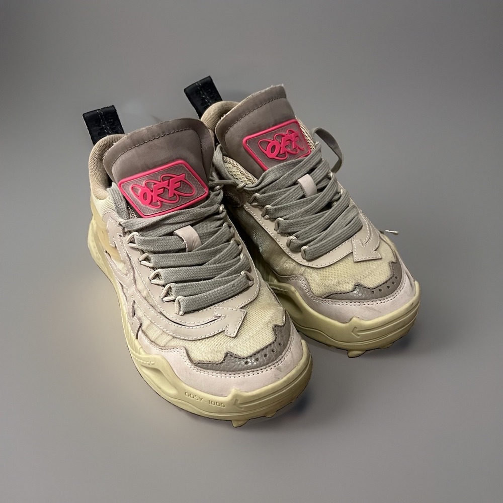 Off-White Odsy 1000 Woman's Low Top Size 6 Beige Sneaker Made In Italy